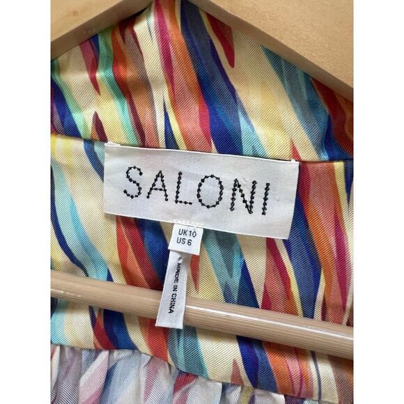 Saloni Jas 100% Silk Long Sleeve Mini Dress Womens Size UK 10 US 6 - Picture 5 of 10